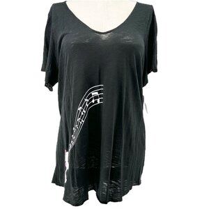 Disney Torrid 4D Marie V-Neck Mesh Top Black Womens 2X 18-20 Short Sleeve Shirt